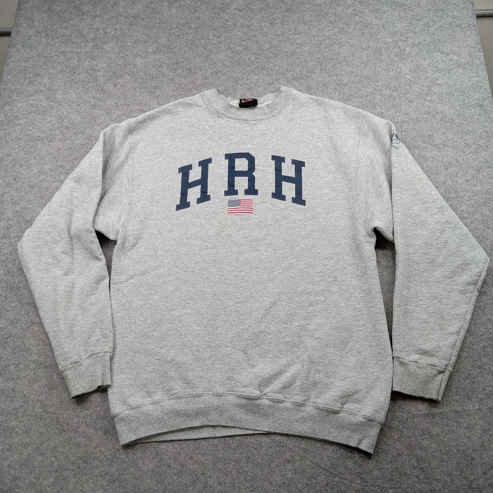 Hard Rock‎ Hotel Sweatshirt Mens Large Gray HRH American Flag Crewneck Las Vegas